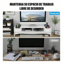 Soporte Monitor Escritorio De Madera De 2 Nivele Organizador YMYM - Granate - Ver 6