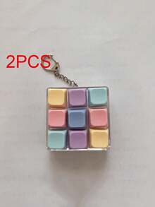 1pc 9-Key Cube Stress Relief Button Toy, Creative Keyboard Pendant Decoration, Car Keychain, Bag Decoration, Keychain Accessory, Keyboard Design, Adult Fingertip Keychain, Pressure Sensitive Keychain, Stress Relief Keychain, Focus Relaxation Zipper Keychain, Birthday Gift, Party Favor - Multicolor - View 39