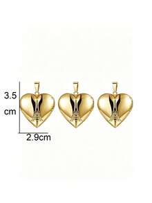 3pcs Fashion Stainless Steel 18K Gold Plated Heart Oval Portrait Relief Locket Pendant, Locket Photo Box With Flip Cover, DIY Unique Ideal Gift For Friends Birthday, Family, Mom/Grandma/Wife Anniversary Gift, Autumn Fashion, Casual, Vintage, Personalized, Daily Wear, Party, Mother's Day, Valentine's Day, Graduation, Wedding - Multicolor - View 48