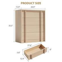 Modern Vertical Handle Bedside Table – 3/4/5 Drawers Wooden Bedside Cabinet – Space-Saving Storage for Bedroom, Living Room, Entryway – Natural Oak - Naturfarben, 4 Schubladen - Übersicht 8
