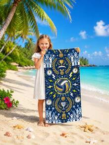 1 pieza Toalla de playa con tema de voleibol para niños, manta de playa extra grande de microfibra súper suave, toalla de baño súper absorbente, adecuada para viajes, piscina, buceo, surf, yoga, camping, disponible en varios tamaños, accesorios de playa para playa, piscina, viajes, camping, yoga - Multicolor - Ver 10
