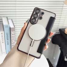Compatible With Samsung Galaxy S26 Ultra S25 FE S24 Plus S23 + S25 Edge S22 A07 A15 A16 A17 A55 A56 A57 Fashion Luxury Rhombus PU Leather Wallet Case With Card Slots Magnetic Wireless Charging Full Body Shockproof Cover - Black - View 4