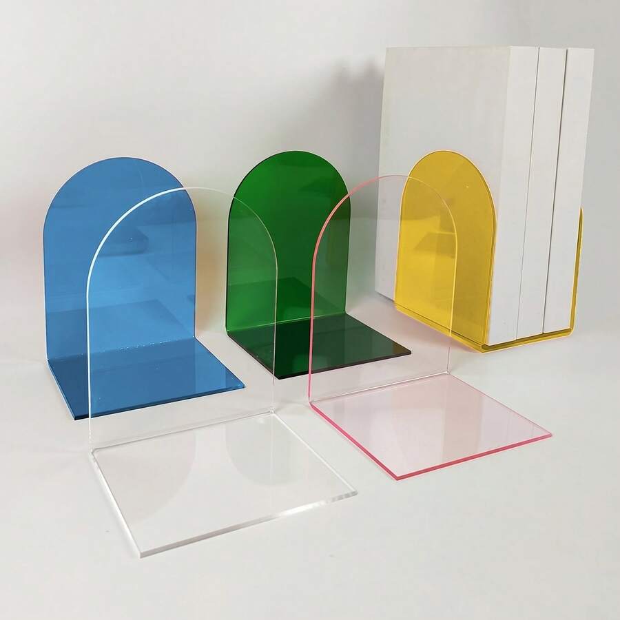 1pc/2pcs Colorful Acrylic Book Stand, Thickened Non-Slip Transparent L-Shaped Desktop Magazine/Book Holder, Adjustable And Space-Saving Design Suitable For Home, Office, School, Back To School Season (Packaging Sent Randomly)