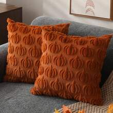 1pc/2pcs Maple Leaf Cushion, 18 X 18 Inch, Orange, Farmhouse Style, Decorative, Autumn Harvest Theme, Holiday, Synthetic Fur, Sofa, Bed Or Room - Burnt Orange - View 11