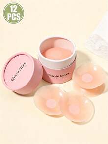 vfvQueen 2/6/12 Pairs Reusable Nipple Covers Gift Box, Silicone Invisible Breast Petals, With Travel Case - Multicolor - View 1