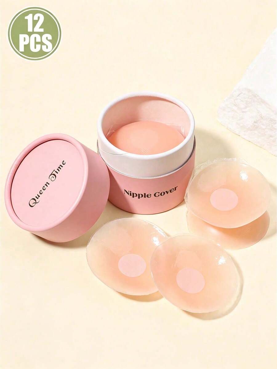 vfvQueen 2/6/12 Pairs Reusable Nipple Covers Gift Box, Silicone Invisible Breast Petals, With Travel Case - Multicolor - View 1