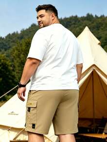 Men's Plus Size Cargo Style Bermuda Shorts, Cargo Style Brand, Loose Bermuda Shorts, Straight Leg Shorts, Summer Slim Fit Sports - Khaki - View 7
