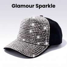1pc Shiny Street Cotton Sequin Patchwork Baseball Cap, All Seasons - A - View 1