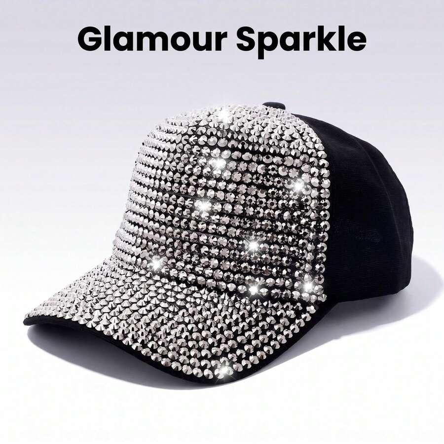 1pc Shiny Street Cotton Sequin Patchwork Baseball Cap, All Seasons - A - View 1