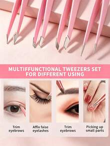 4pcs/1pc High Precision Eyebrow Tweezers, Small Tweezers, Eyebrow Tweezers, False Eyelash, Tweezers Hair Removal Tool Set, Tight Grip, Easily Remove Messy Hair, Travel, Affordable, Gift For Women, Holiday Gift - Multicolor - View 3
