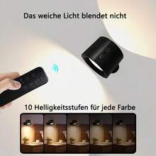 Magnetische LED Wandleuchte 360°, Dual Licht Design, 3 Farbmodi, Touch Steuerung, USB Wiederaufladbar, Modernes kabelloses Nachtlicht für Zuhause - WEISS - Übersicht 5