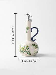 1 pieza Juego de botella de aceite de oliva y frasco de condimentos pintado a mano con diseño de limón y arándano; elegante diseño floral de limón amarillo en cerámica para salsa de soja; ideal para la cocina del hogar como botellas de salsa de soja, vinagre y especias; botella de salsa de soja a prueba de fugas; excelente como regalo - Ver 3