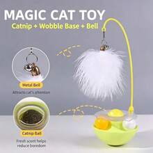 Multifunctional Cat Rolling Ball Toy With Feather Teaser, Bell And Catnip Ball, 360° Rotating Self-Play Interactive Kitten Toy, Durable ABS Material, Relieve Boredom Pet Entertainment Supplies - View 4