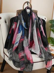 1 pièce Écharpe de luxe 80*180CM, écharpe de voyage polyvalente, châle/foulard imprimé à la mode pour femmes, toutes saisons - Multicolore - Voir 17