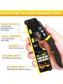 1pc Multi-Function Network Cable Stripper And Cutter - Metal Electrician Tool, Easily Crimp, Cut And Strip, Repair, RJ45 Cable Stripper - A - View 4