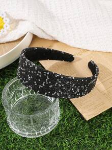 1Pc Elegant Light Luxury Full Diamond Headband, Wide Sparkling Rhinestone Hair Accessory, Suitable For Party/Wedding/Daily Outfit - Multicolor - View 8