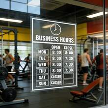 2pcs Business Hours Window Stickers, Transparent UV Resistant Store Hours Decals, Self-Adhesive Open/Closed Time Sign, White Ink Transparent Vinyl Glass Door Stickers School Supplies - A - View 6