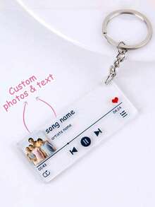 Personalized Custom Album Cover Lyrics Keychain Pendant Accessory Fan Merchandise Valentine's Day Decoration Gift Birthday Graduation Present - Multicolor - View 4