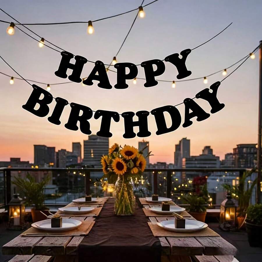 生日派對裝飾 - 黑色耐用橫幅，適用於生日派對