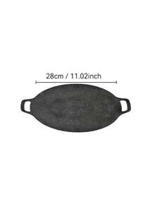 1pc Korean Style Round Griddle Pan, Dual Handle Design, Even Heat Distribution, Suitable For Searing Steak, Pork Belly, Seafood, Making Fried Rice, Pasta. Ideal For Home Indoor Cooking And Outdoor Camping, Picnic, BBQ Party. - Black - View 11