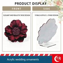 TX 2D Floral Acrylic Table Reserved Sign, Arabic Text Bride's Side Family Reserved Card, Muslim Henna Bride Party Wedding Reception Table Decor - Multicolor - View 9