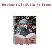 1pc Framed/Unframed Quirky Elephant Reading Book Wall Art Print Embrace The Obvious Fun Animal Posters Lover Gift, Humorous Wall Decor, Humorous Pigeon Reading 'The Art Of Pooping On People' Pink Literary Wall Art Print Funny Bathroom Decor - Animal - View 14