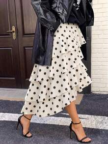 Vestido Maxi Vuslat para Mujer de unicolor con Dobladillo Asimétrico, Volantes en Capas, Cintura Alta y Falda Acampanada, Adecuado para Fiesta Nocturna, Fiesta de Cóctel, Invitada de Boda, Día de San Valentín, Año Nuevo, Fiesta de Cumpleaños, Regreso a la Escuela - Blanco y Negro - Ver 4