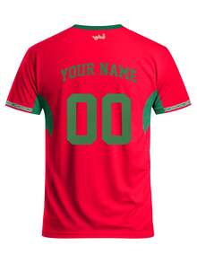 Men Custom Morocco Atlas Lions Print Soccer Jersey, Personalized Name Number Football Shirt Fan Gear Training Daily Gift - Red - View 3