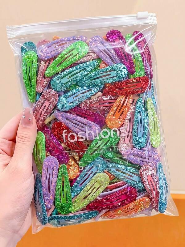 60/36/24/12pcs/Set Rainbow Sequin Water Drop BB Clips, Sparkling Sequins Won't Scratch Hair, Press Clip Design Firmly Fixes Loose Hair, Essential For Stage Performance, Sweet And Cute Hair Accessories - Suitable For Women And Girls, Suitable For Daily, Dating, School, Vacation, Beach, Party, Holiday, Gift, Graduation Season