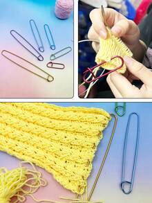 [6/12pcs]Colorful Aluminum Safety Pin Set, Large Knitting Needle Clips Covering 6cm-20cm In 6 Sizes, Lightweight Durable And Reusable. Suitable For Knitting Enthusiasts And Craft Creators, Can Fix Fabrics, Mark Stitches, Also Used For Clothing Sewing, Embroidery Making, Practical DIY Craft Supplies - Colored Aluminum Pins - View 4