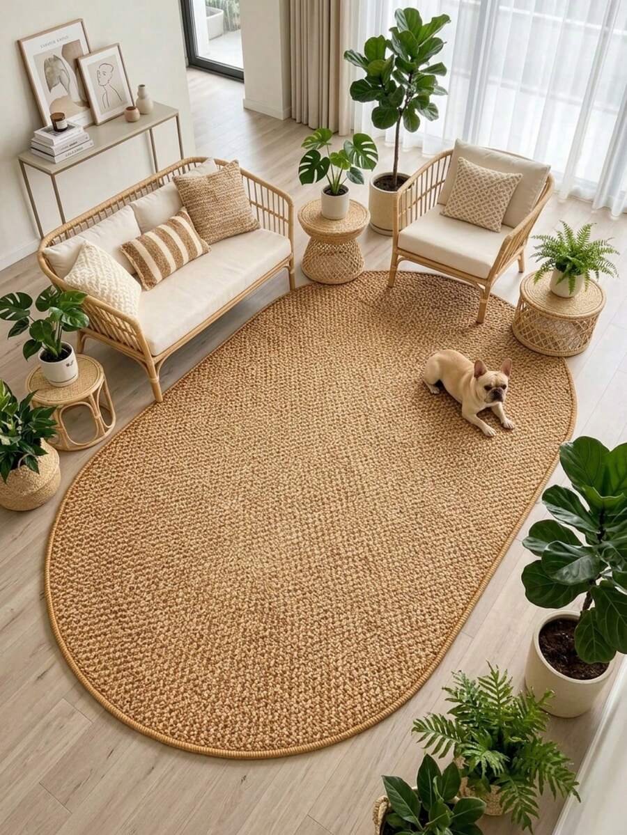 1pc Oval Area Rug, Decorative Carpet, Bedroom Decor, Floor Mat, Rug, Home Decor, Living Room Carpet, Small Living Room Rug, Bedroom Rug, Living Room Home Decor, Outdoor Rug, Washable Carpet - Multicolor B - View 1