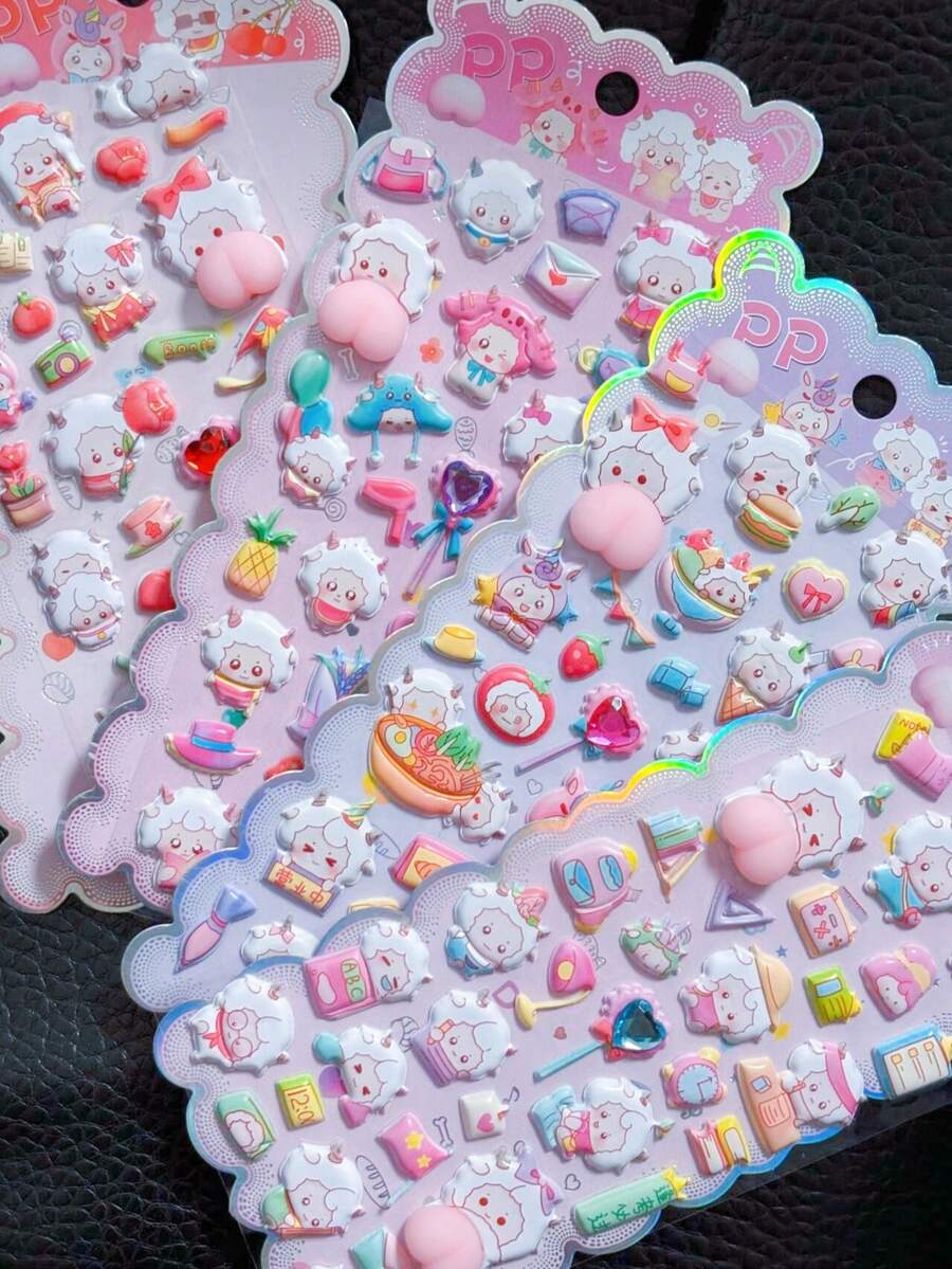 Cute 3D PP Bubble Stickers Peach Stickers Children Decoration Stickers Stress Relief DIY Stationery Stickers