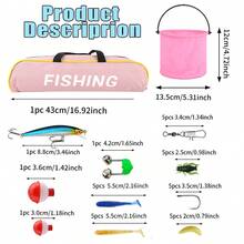 KecchKrezing Pink Telescopic Fishing Rod And Reel Set, Pre-Installed Spinning Reel With Complete Beginner Fishing Accessories, Includes Pink Portable Storage Bag, Suitable For Beginner Outdoor Fishing Gear - Pink - View 5