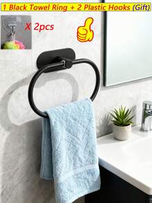 Baofeng 1pc Stainless Steel Towel Rack, Self-Adhesive Bathroom Towel Bar, Towel Ring, Dishcloth Holder, Wall-Mounted Towel Rack, Hand Towel Holder, Bathrobe Hook, Beach Towel Rack, Classic Sink Towel Rack, Bathroom Accessories - Multicolor - View 16