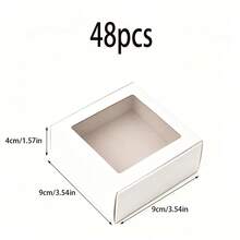 48/36/24/12/2pcs White Small Gift Boxes With Transparent Window, Jewelry, Soap, Candy Boxes, Handmade Crafts Packaging, Flat Bulk Pack, Suitable For Gifts, Crafts, Weddings, Parties, Bridal Showers, Brides, Wedding Decor, Birthday Decor - White - View 14