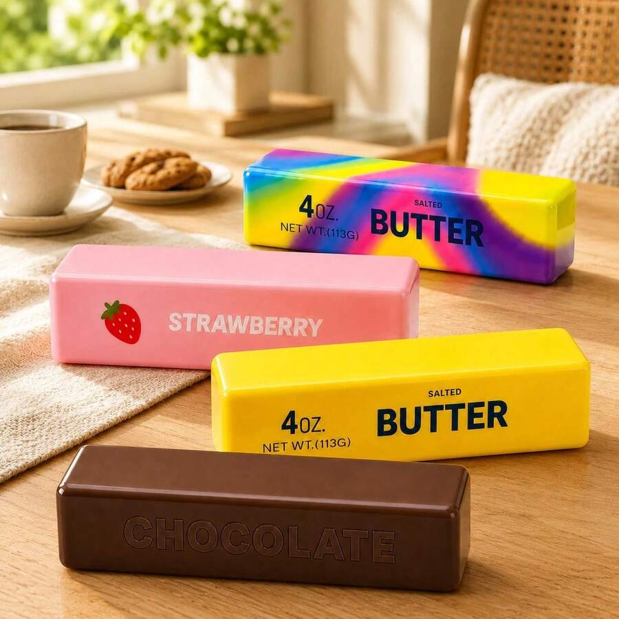 1 pieza Juguete de PU con forma de mantequilla de rebote lento, suave y esponjoso, textura como crema, alivio del estrés, textura realista de mantequilla salada, diseño realista de mantequilla salada, tacto suave. Juguete sensorial de apretar - Juguete para aliviar la ansiedad en las yemas de los dedos, adecuado para decoración de aula-oficina-hogar - Regalo festivo - Juguetes para niños y niñas. Squishy