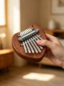 實木 8 音迷你拇指琴 Kalimba 五指便攜式初學者手指鋼琴音樂樂器 - 彩色 - 查看 3
