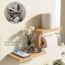 1pc Bathroom Toilet Paper Holder, Double Layer Wall Mounted Bathroom Toilet Paper Rack, With Vertical Paper Storage Space, Drill Installation, Wall Mounted Toilet Paper Holder, Toilet Paper Dispenser, Comfortable Paper Towel Holder, Absorbent Napkin Holder, Bathroom Accessories, Kitchen Towel Rack, Bathroom Organizer, Bathroom Hardware, Bathroom Decor - Apricot - View 3
