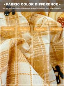 4PCS Yellow Plaid Cherry Bow Pattern Duvet Cover Set, Breathable For Spring/Summer, Includes 1 Duvet Cover, 1 Bed Sheet, 2 Pillowcases, Duvet Insert And Pillow Insert Not Included, Pillowcase Pattern Randomly Cut - Yellow - View 7