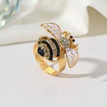 1pc Minimalist Bee Design Open Ring For Women's Daily Wear - White Bee - View 4