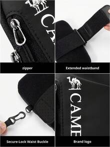 CAMEL CROWN 中性跑步手機手臂帶，運動護臂腕部收納袋，戶外健身手機支架 - 幻影黑 - 查看 6
