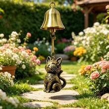 1pc Vintage Cat Metal Wind Chime With Bell - Lucky Wind Chime, Suitable For Yard Garden Home Decor, Great Gift For Cat Lovers - Cat - View 2