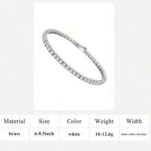 MDFUN 18K White Gold Plated Women's Tennis Bracelet, 3mm Round Ice-Cut Cubic Zirconia Chain Bracelet, Spring Clasp Design - White - Spring Type - View 11