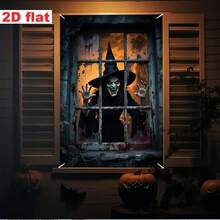 1pc Halloween Background Cloth With Scary Witch Design, High-Definition Printing On Polyester Fabric, Suitable For Halloween Parties And Birthday Props And Supplies - A - View 7