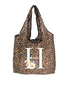 Mala de Senhora com Estampa de Leopardo e Flores Margarida, Personalização de Inicial A-Z, Grande Capacidade | Espaço Amplo para Compras, Design Dobrável, Adequada para Uso Diário, Viagens, Trabalho e Compras de Supermercado - Carteira com Estampa de Leopardo, Mala a Tiracolo Multifuncional, Pega Resistente, Acessório de Moda com Padrão, Presente para o Dia do Professor, Regresso às Aulas, Dia da Independência, Viagens de Férias - Multicolorido - Ver 19