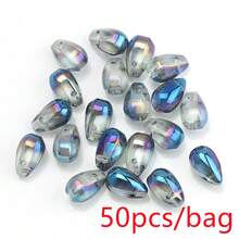 50入/包 6*9mm 玻璃光滑水滴小吊墜 DIY 珠寶配件 耳環項鍊吊飾 車掛飾 花藝編織 - 6*9mm光面水滴(50顆) - 查看 17
