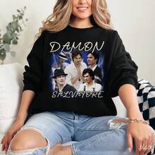 Damon Salvatore Shirt,  Merch, Team Damon Tee, Salvatore T-Shirt,  Damon,  Fan Gift. - Black - View 1