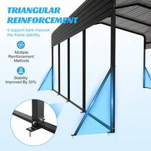 13x20 FT Metal Carport,Garage With Upgraded Triangle Reinforced Frame&4 Poles,Galvanized Steel Hardtop Roof,Heavy-Duty All-Weather Shelter For Car,Truck,Boat,Outdoor Storage-XY347578 - Multicolor - View 3