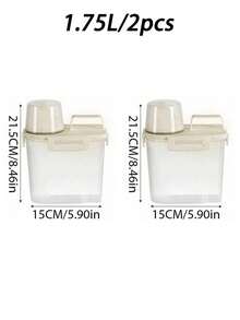 1pc/2pcs Leak-Proof Airtight Storage Canisters - Pest-Proof Portable Square Containers For Rice, Grains, Nuts And Flour | Kitchen Essential Storage, Suitable For Kitchen, Summer Beach Party, Food, Camping, Organization, Room Decor, Kitchen Supplies, Food Storage Containers - Off White - View 14