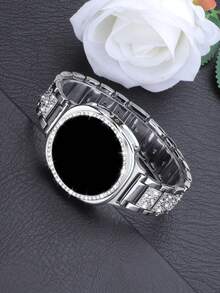 水鑽錶帶 + 錶殼套組，相容於 Galaxy Watch 8 40mm 和 44mm。優雅時尚亮面金屬水鑽錶帶，防摔防刮水鑽錶殼，適合休閒派對商務女性智慧手錶錶帶與錶殼 - 閃鑽錶帶+錶殼-銀色 - 查看 1